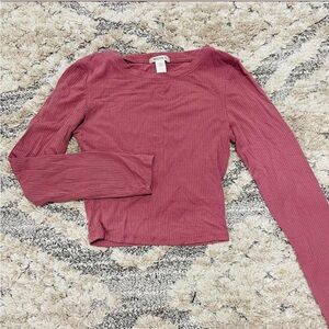 Ribbed Long Sleeve Top in Mauve
